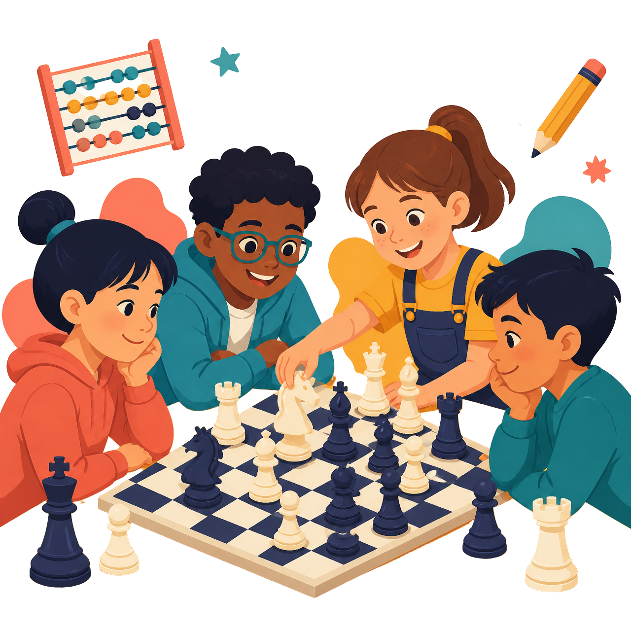Children playing chess together at Neelesh Chess Academy